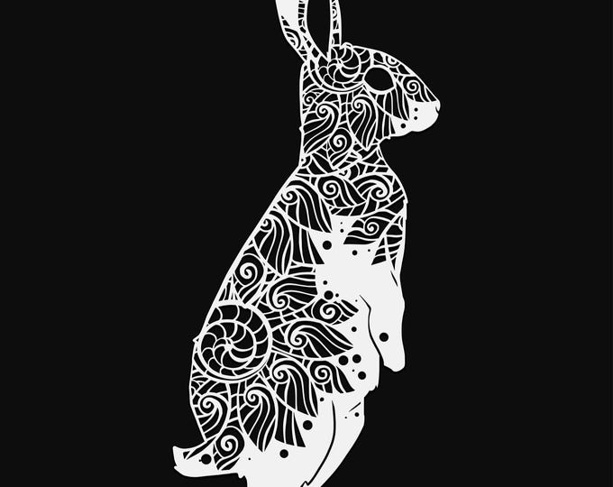 bunny rabbit mandala svg cut file, glowforge file, vinyl template, laser cut file, animal svg, cuttable animal svg, clipart png