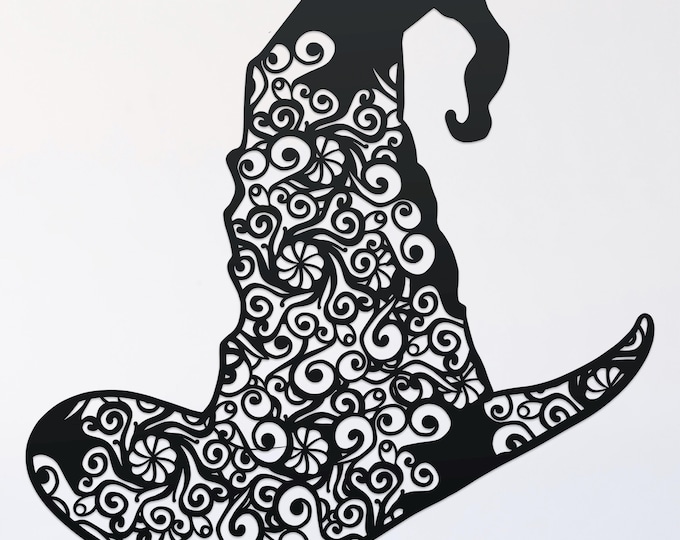 witch hat mandala svg cut file, glowforge file, vinyl template, laser cut file, pagan svg, cuttable wicca svg, clipart png