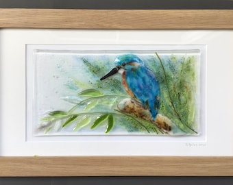 Kingfisher-fused glass