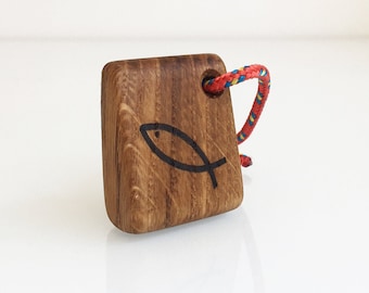 Fish Keychain Gift, Handmade from Oak
