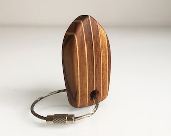 Teak Boat Keychain: Handmade Baltic Birch Deck Pattern