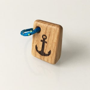 Wooden Boat Keychain, Anchor, Oak Keyring, Handmade Boat Gift