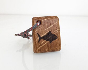 Fish Tuna Keychain Gift, Handmade from Oak