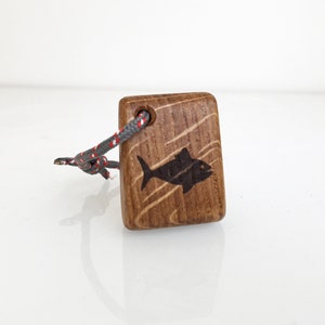 Fish Tuna Keychain Gift, Handmade from Oak