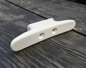 White Wooden Boat Cleat 1pc, Wall Hook, Interior Decor Use, Oak, Painted, 14cm Long