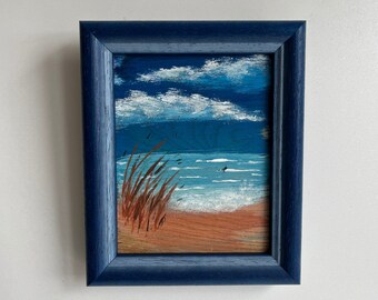 Small Coastal Painting On The Wood
