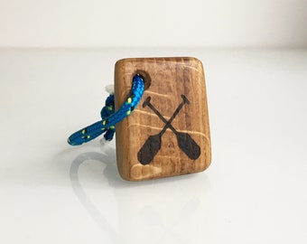 Paddle Boat, Canoe Keychain, Paddling Oak Keyring, Handmade Gift