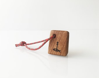 Wooden Boat Keyring Oak Keychain, Boat Gift with SeaCoastWorkShop Logo