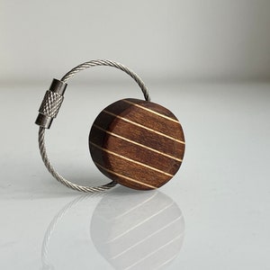 Teak Deck Style Round Keychain, Handmade Small Runabout Keyring