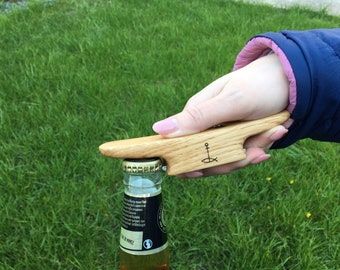 Wooden Boat Cleat Bottle Opener, Oiled Oak, Without engraving
