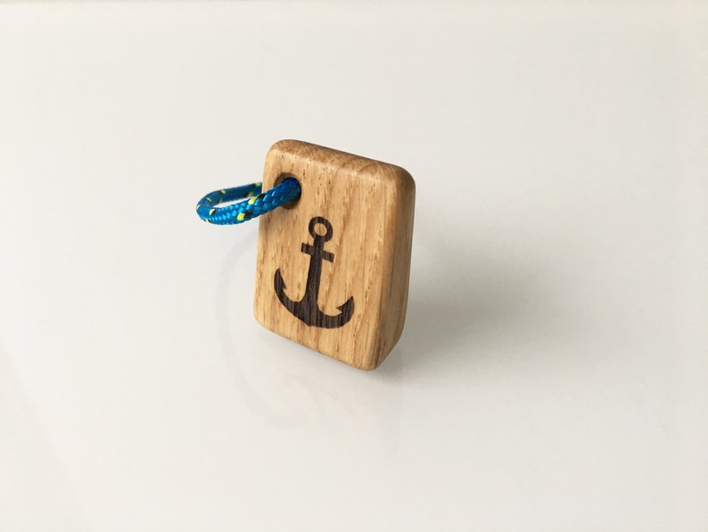 Wooden Boat Keychain Anchor Oak Keyring Handmade Boat Gift Etsy