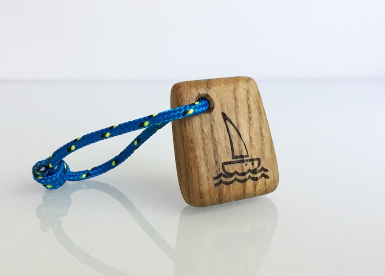 Sailing Boat Keychain Sailboat Oak Keyring Handmade Boat Etsy