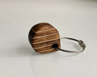 Teak Keychain: Handmade Baltic Birch Boat Deck Style