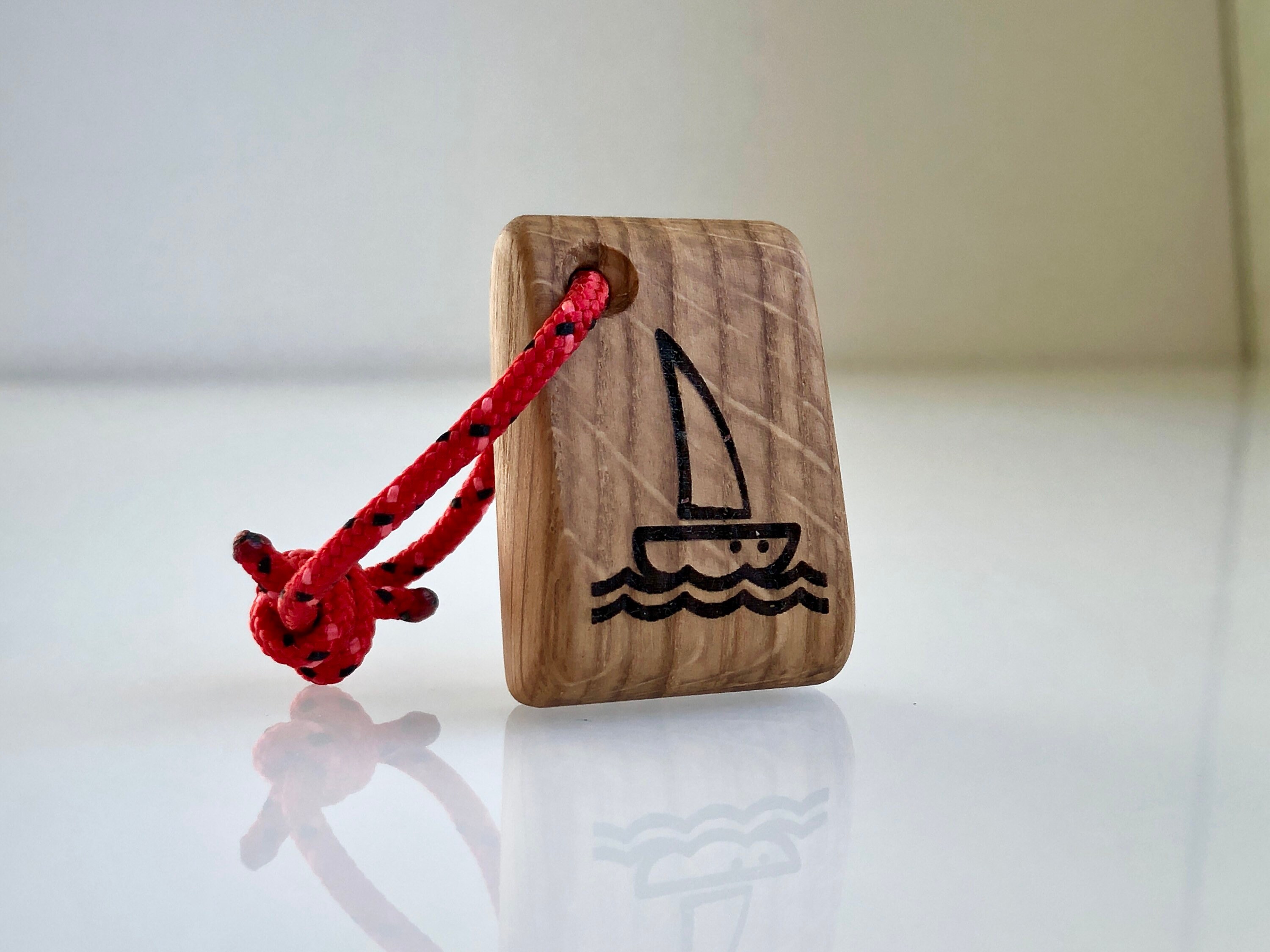 Sailing Boat Keychain Sailboat Oak Keyring Handmade Boat Etsy