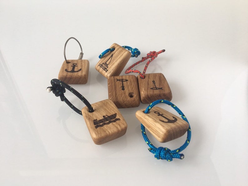 Wooden Boat Keychain Anchor Oak Keyring Handmade Boat Gift Etsy