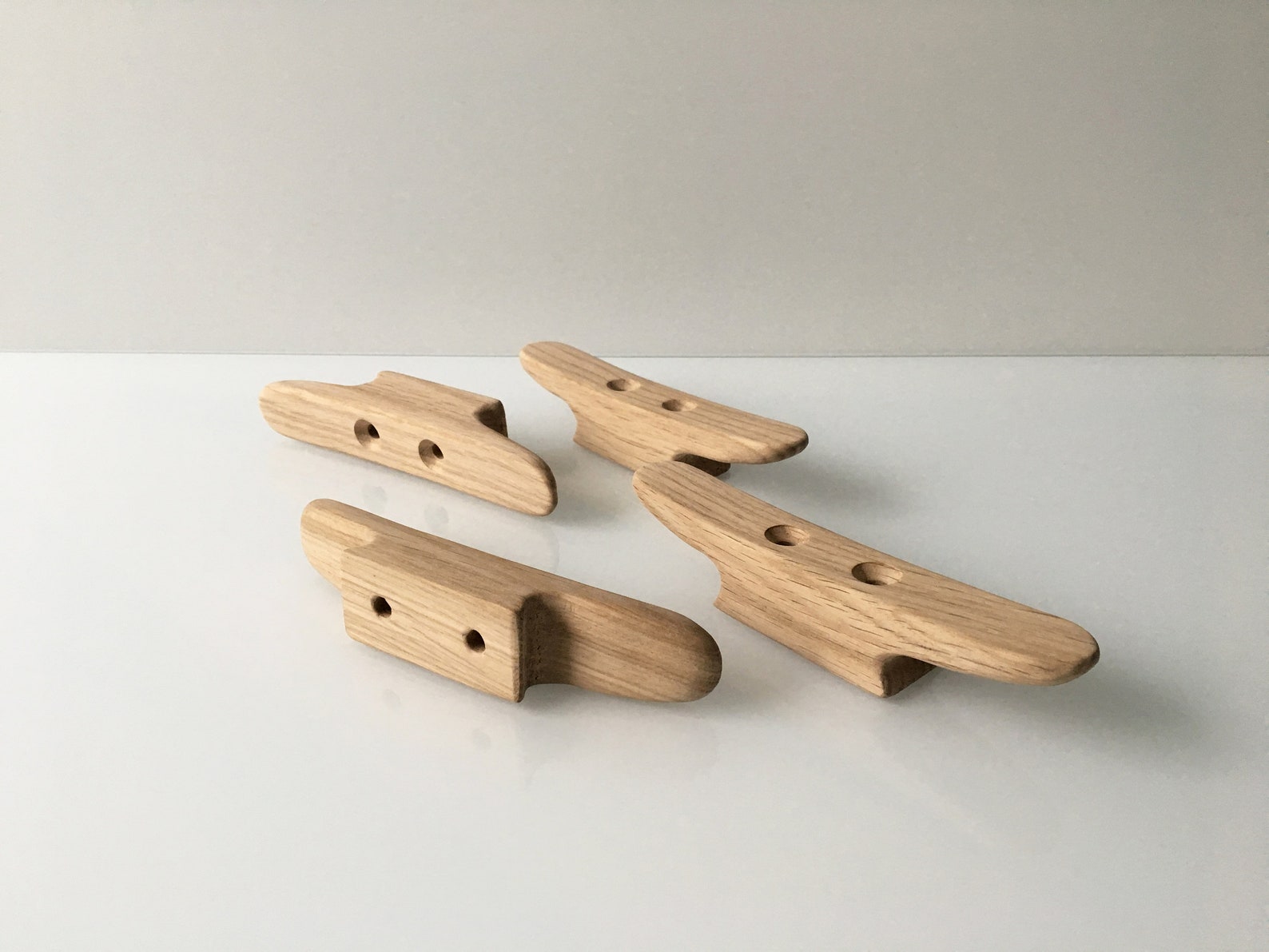 Pair of Wooden Boat Cleats Oak Clean Wood No Finish Etsy