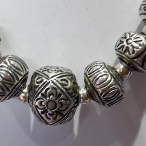 925 Sterling Silver Tribal Ethnic Thai Bead Design Hand Emboss Necklace 24" Long