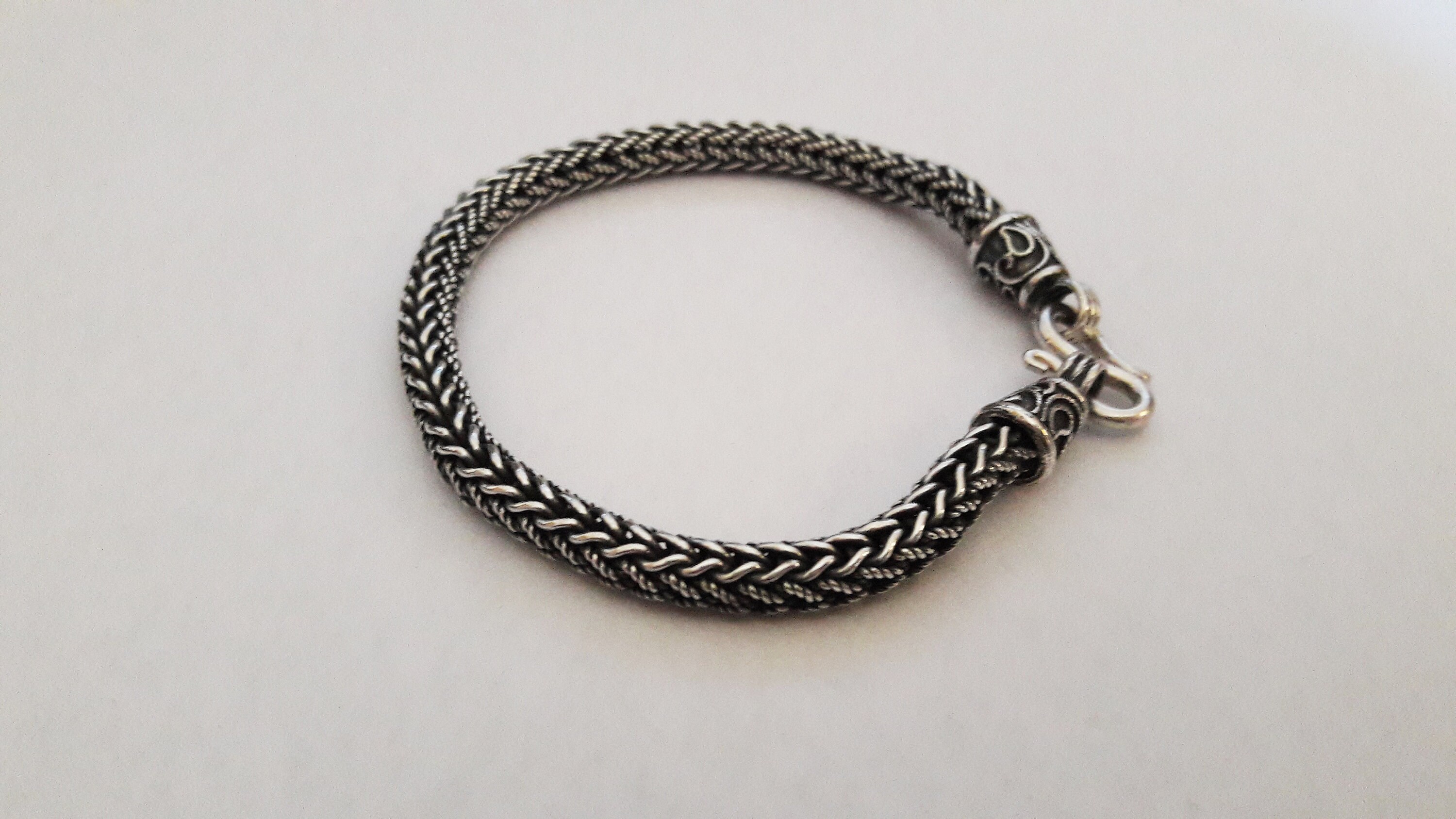 Men's Solid 925 Sterling Silver Rope Bracelet Chain Jewelry Biker 8