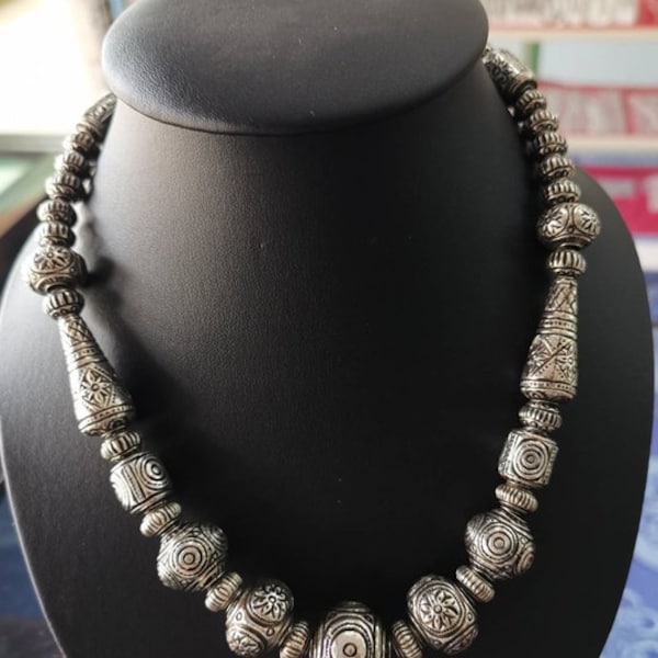 Silver Thai Bead Necklace Etsy