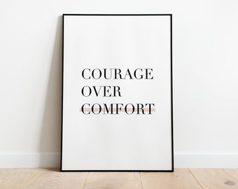 Courage printable wall art, Digital download,  Minimal wall art printable, Home office wall art,  Black owned wall art, Positive art