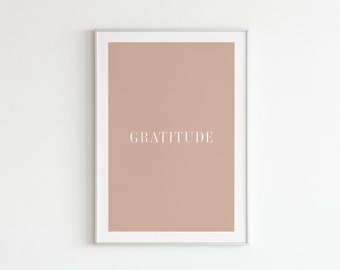 Gratitude printable wall art, Digital download, Minimal wall art printable,  Home office wall art, Printable poster, Positive art