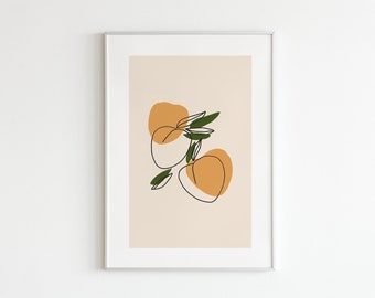 PEACH printable wall art, Digital download,  Minimal wall art printable, Kitchen wall art, Printable poster, Dining room art