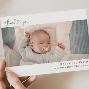 Personalised Baby Thank You Card (B3) | Photo Birth Announcement Card | Customised Welcome to the world card | Baby Thank you card