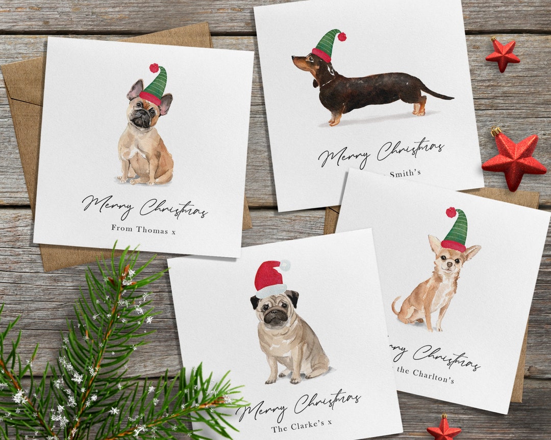 Personalised Dog Christmas Card, Custom Pet Holiday Card (SQ) - Etsy UK