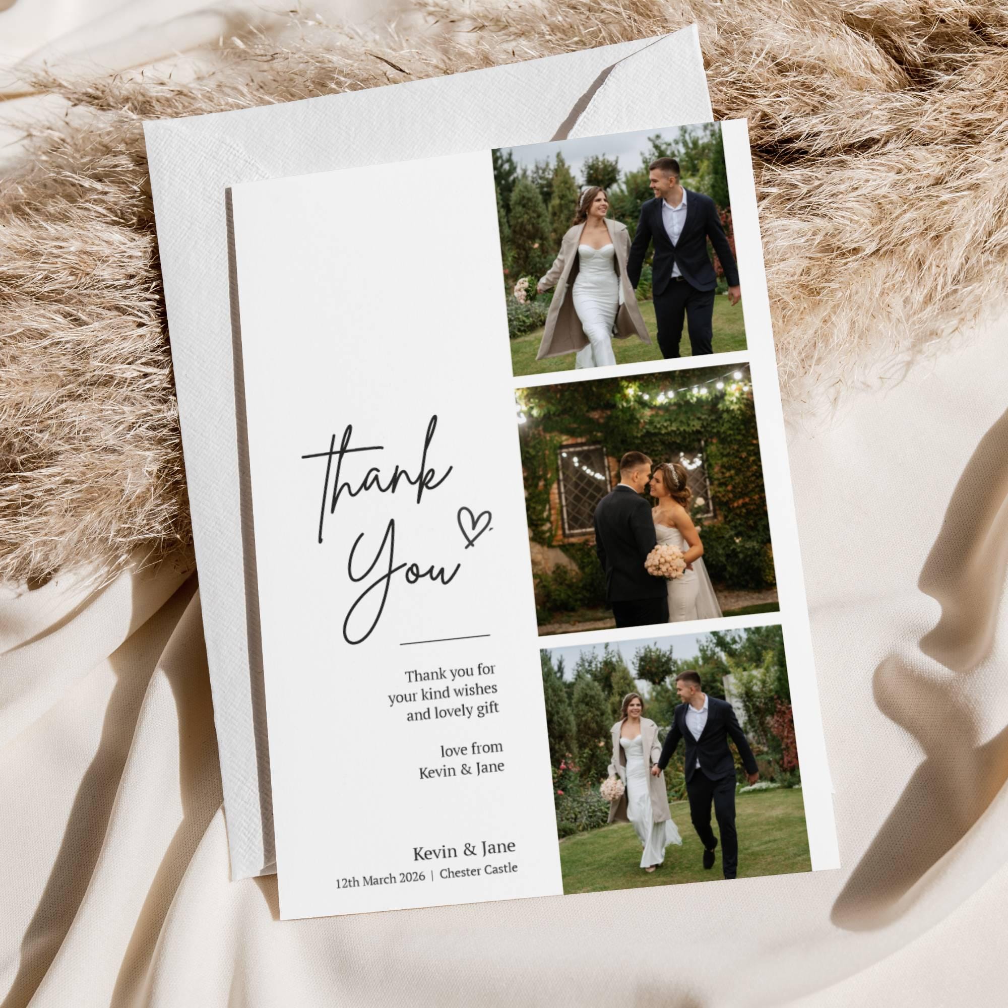 Personalised Wedding Thank You Cards, Photo, Elegant Design (Z3) - Etsy UK