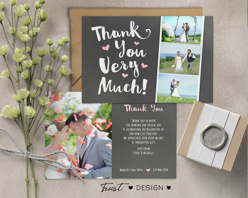 Personalised Photo Wedding Thank You Cards, Double Sided (W3) - Etsy UK