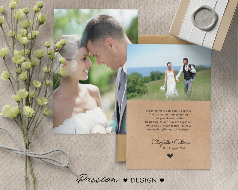 Personalised Photo Wedding Thank You Cards, A6 Double-sided (W3) - Etsy UK