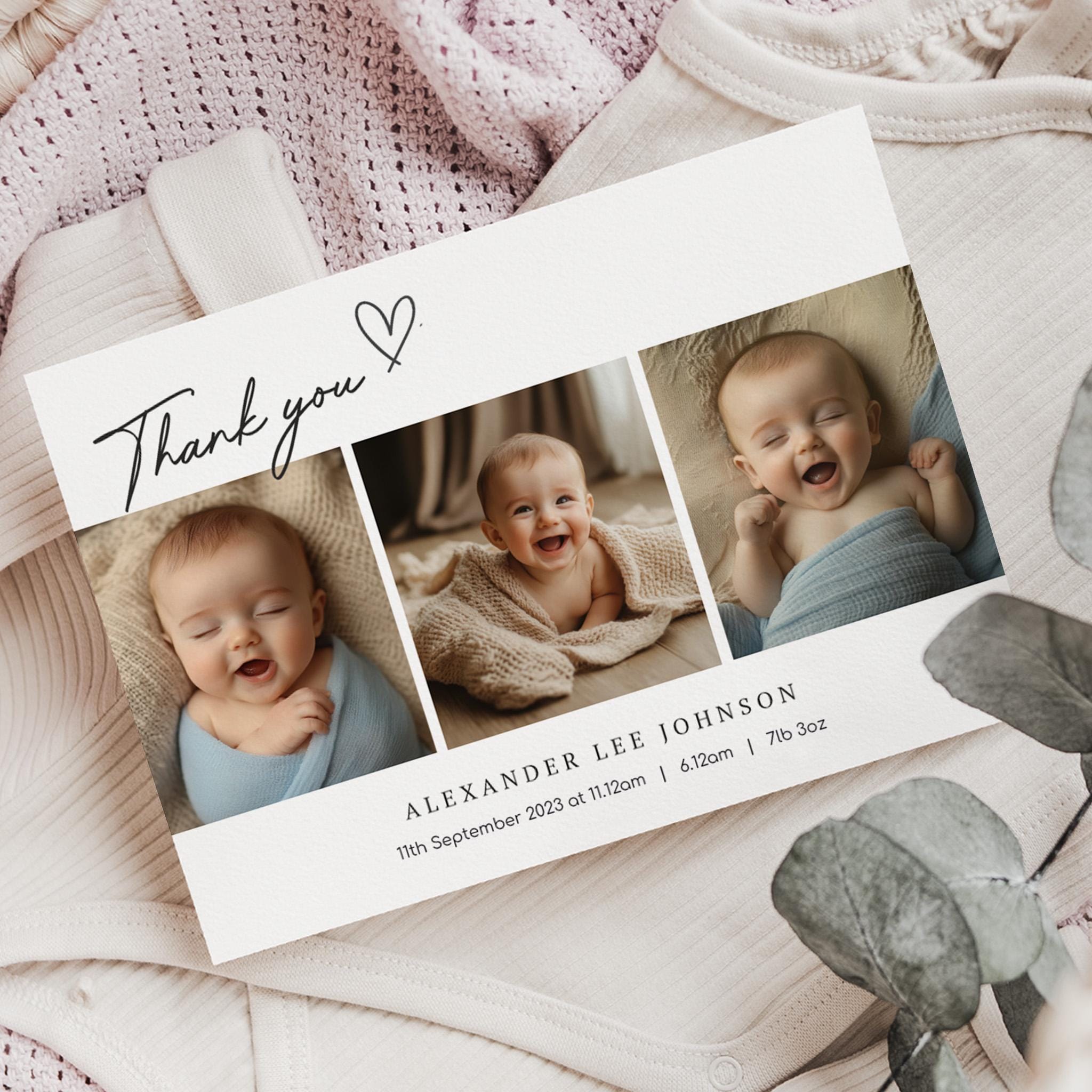 Personalised Baby Thank You Card (B3) | Personalised Photo Birth Announcement Card | Photo Thank you card | New Baby Thank you card