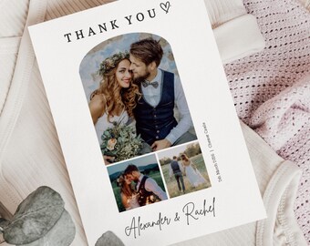 Personalised Wedding Thank You Cards | Photo, Elegant Stationery | Any Colour (Z4)