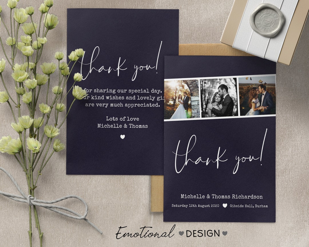 Personalised Wedding Thank You Cards With Photo, Double Sided (W3 ...
