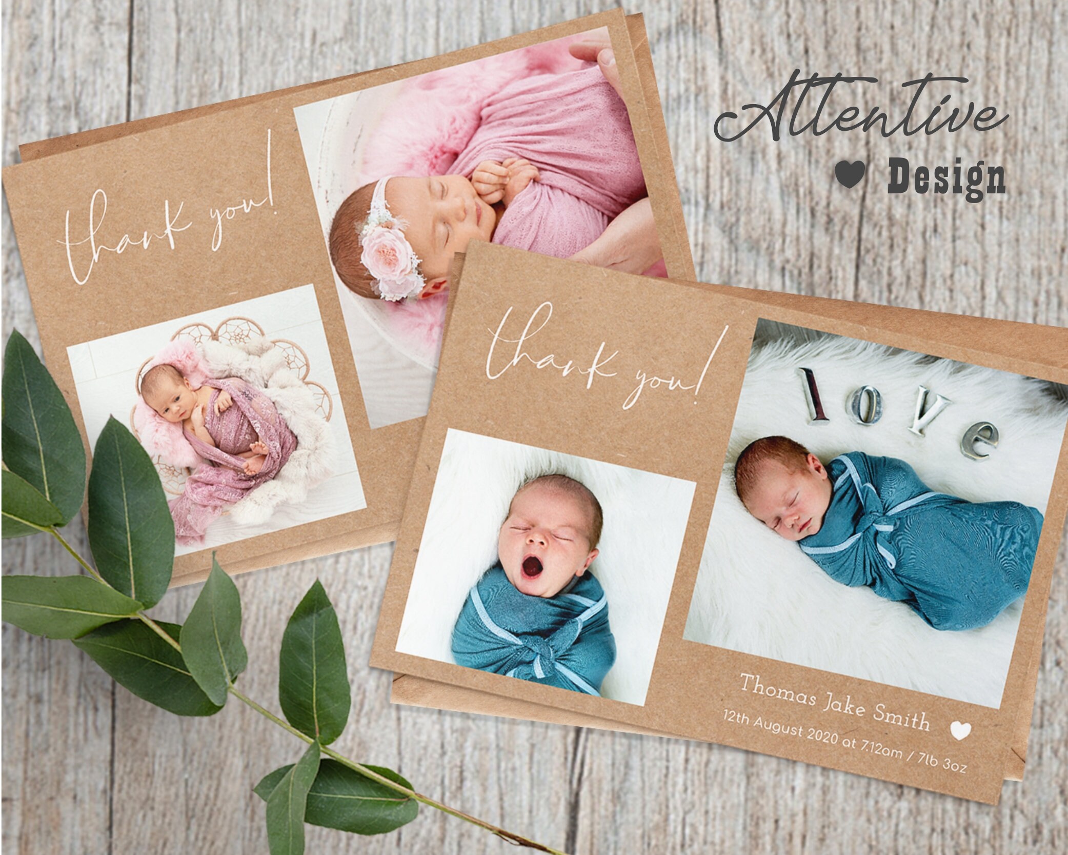 Vintage Personalised Baby Thank You Card Photo Personalised Etsy UK