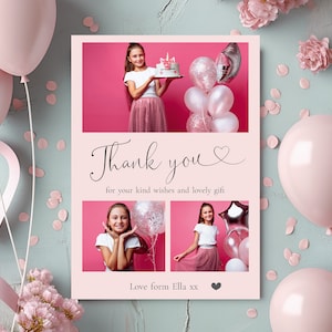 Birthday Photo Thank You Card, (H7) Bright Personalised Photo Birthday, Photo 21st Birthday Thank You Card, Any Age