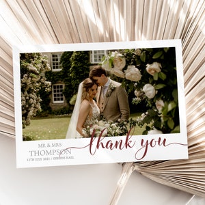 Wedding Thank You Cards,  (Z1) Personalised Thank You Card, Personalised Elegant Wedding Thank You card, Double sided and folded