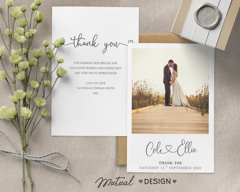 Personalised Photo Wedding Thank You Cards, Double Sided (W3) - Etsy UK