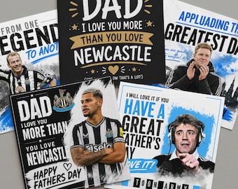 Newcastle United Father's Day Card | Personalised Football Designs | Exclusive Toon-Inspired Designs | 148mm Square Greeting Card (SQ)