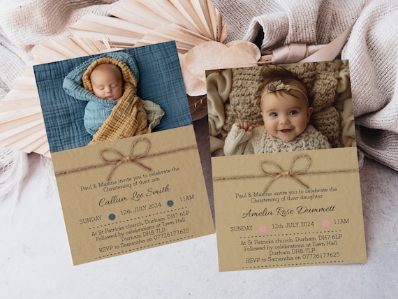 Personalised Christening Invitation | Baptism, Naming Day Ceremony Invite (R1)