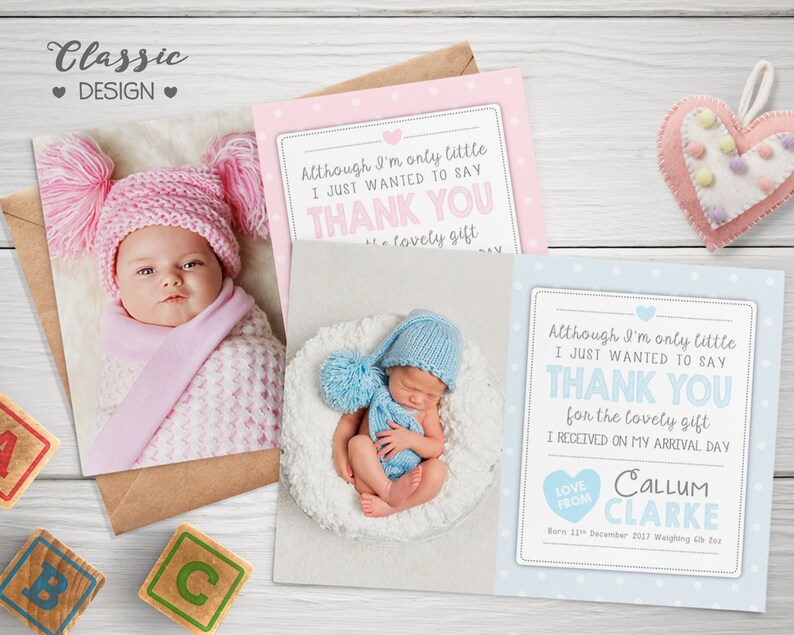 Baby Personalised Thank You Cards With Photo Birthday Thank Etsy UK