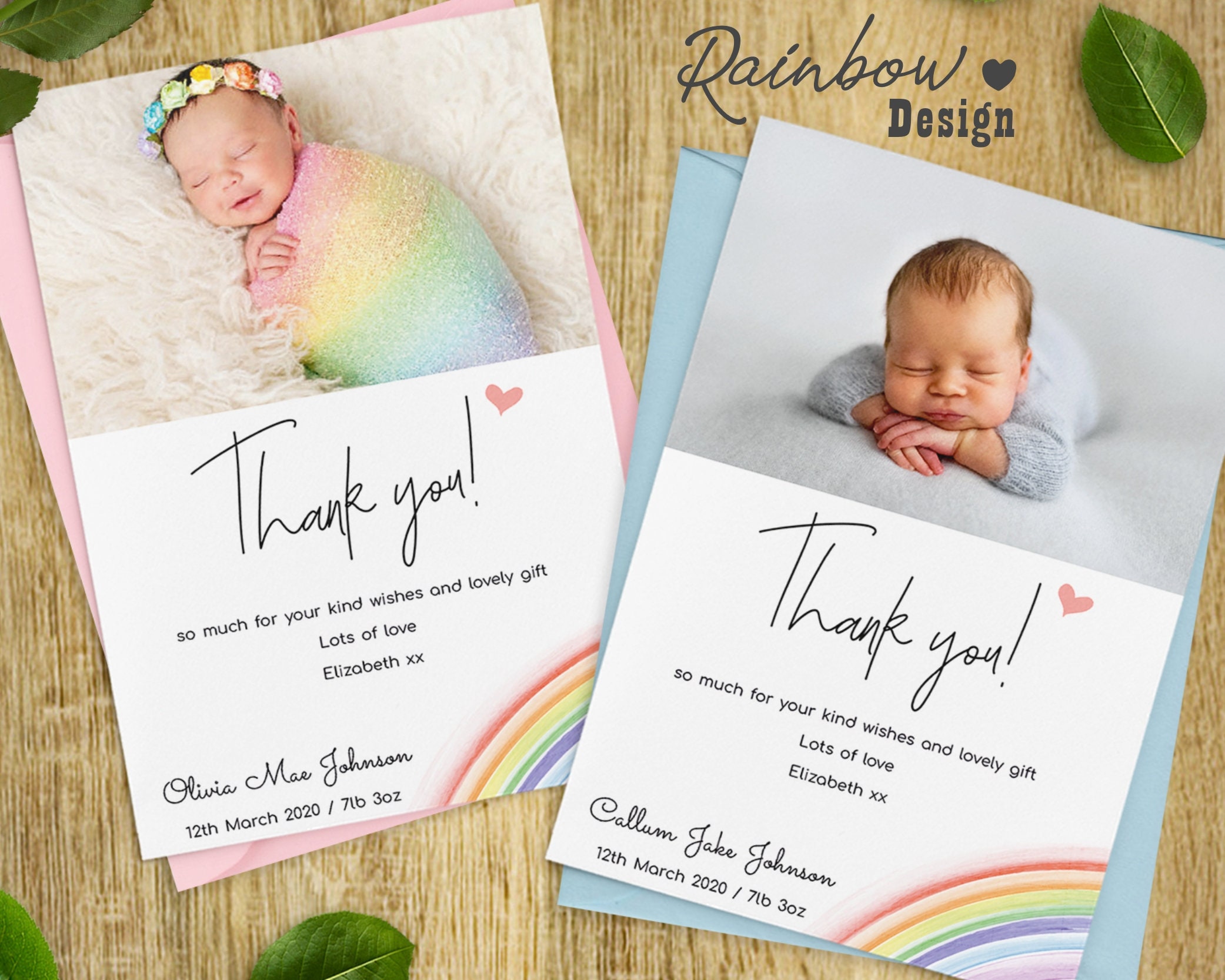 Cute Baby Thank You Cards Photo Personalised Birthday Thank Etsy UK