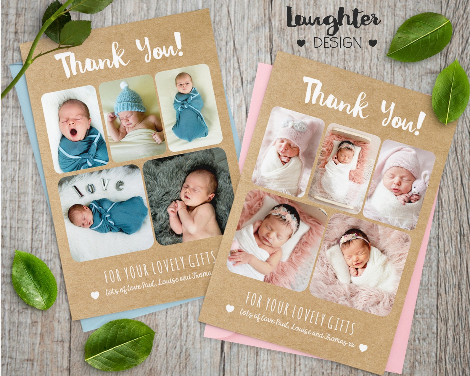 Baby Photo Thank You Note New Baby Announcement Girl Boy - Etsy