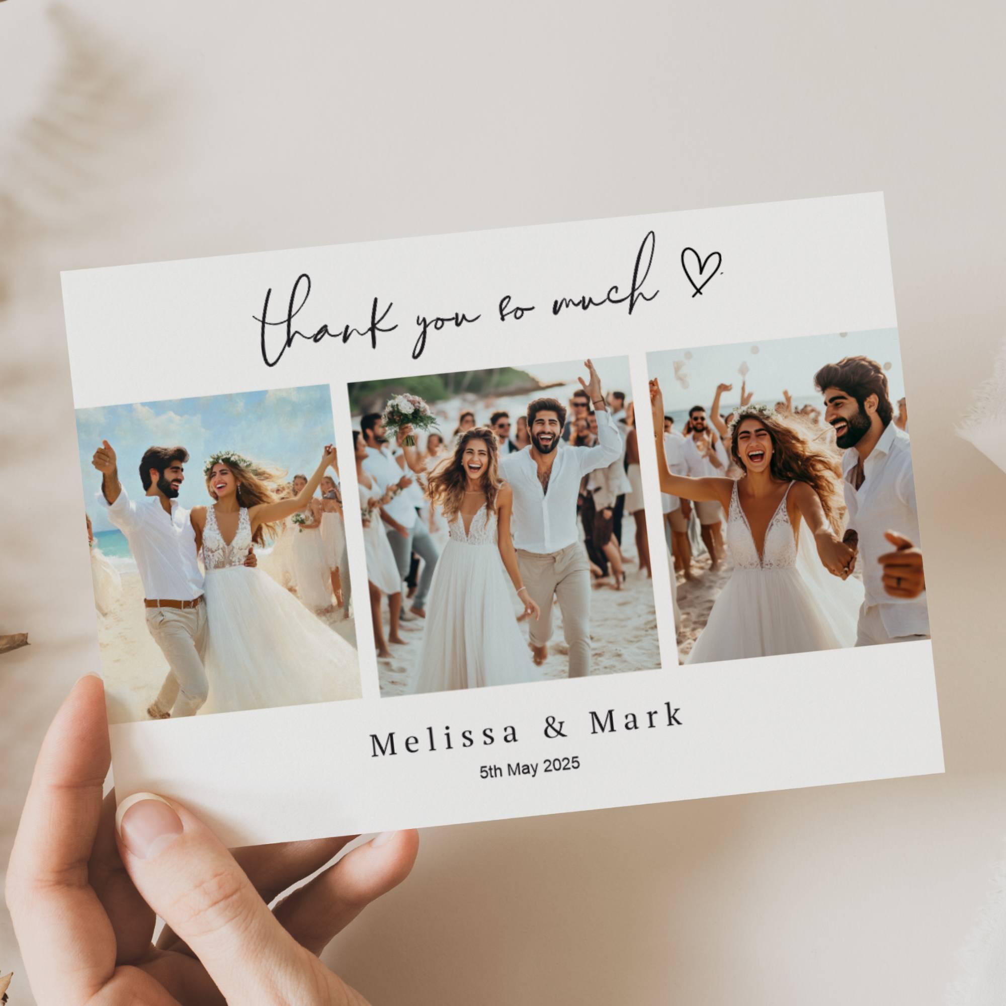 Personalised Wedding Thank You Cards, Photo, Elegant Design (Z3) - Etsy UK