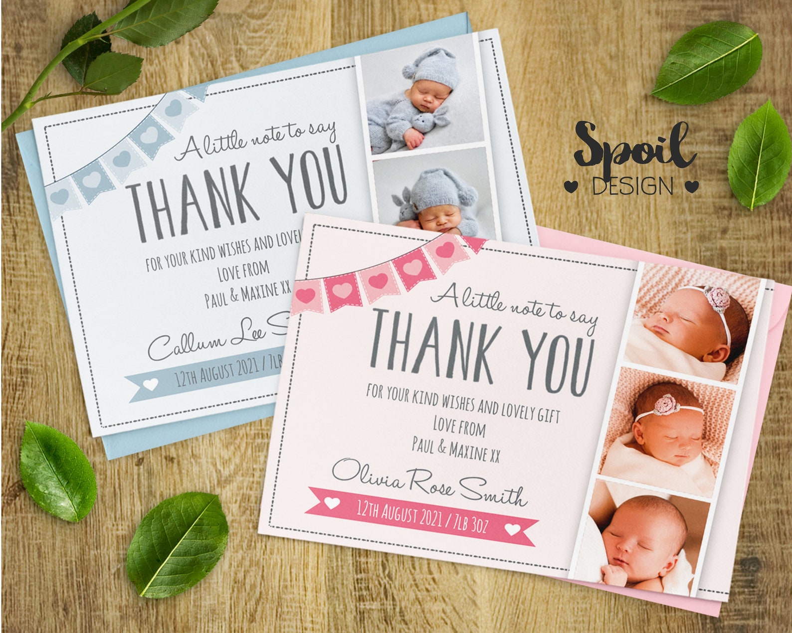 New Personalised Photo Thank you card New Baby New Baby Photo Etsy