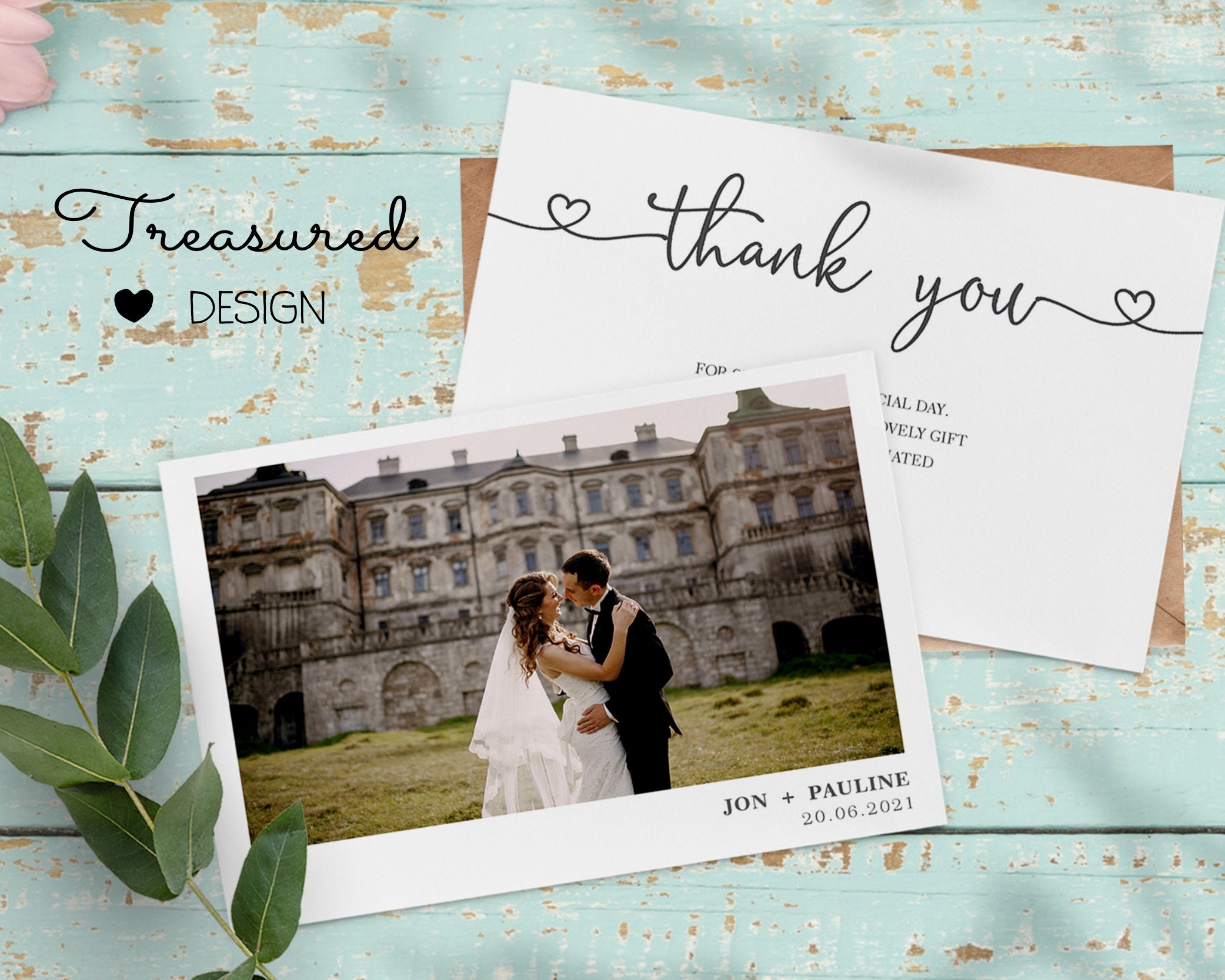 Personalised Wedding Thank You Cards With Photo, Double Sided (W3 ...