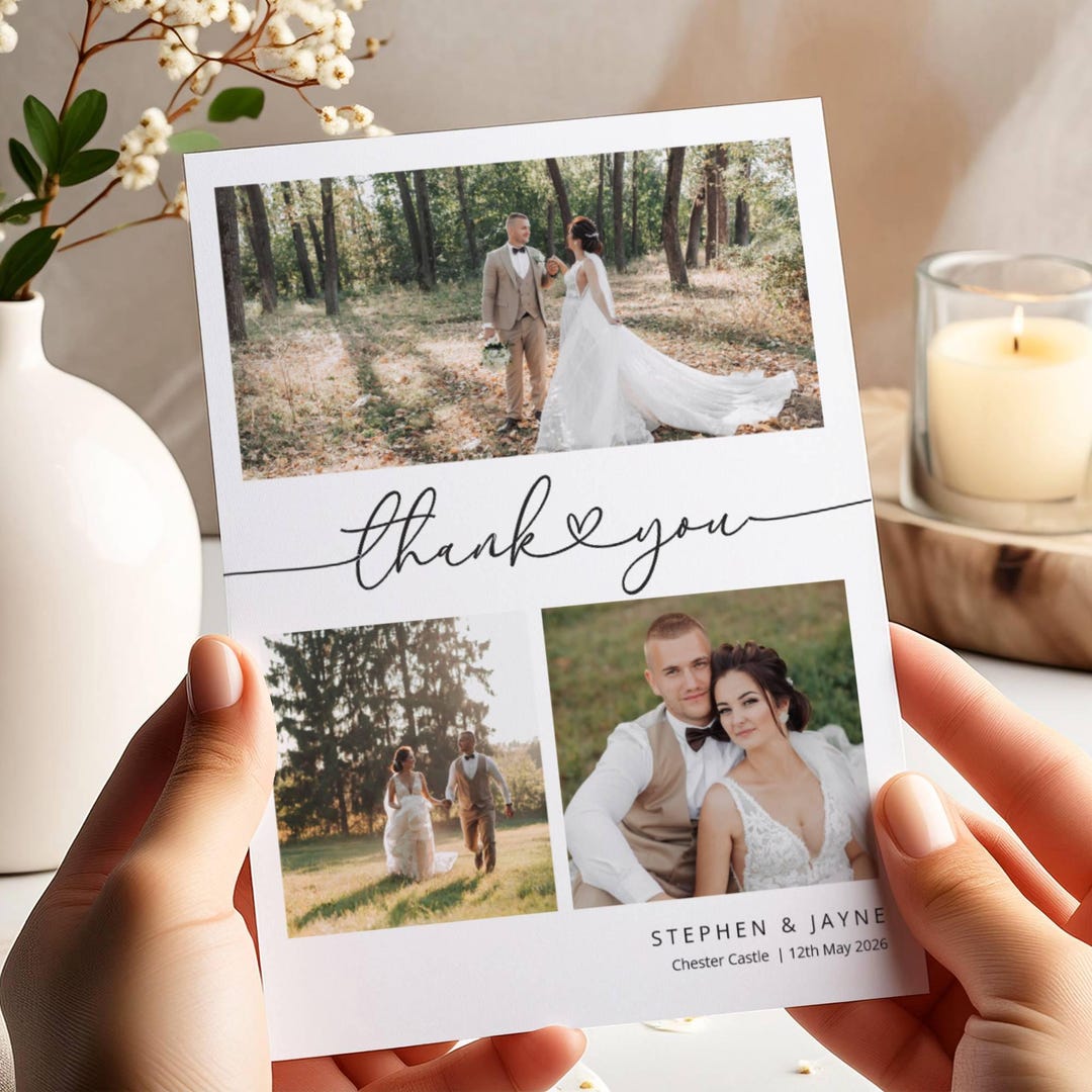 Personalised Wedding Thank You Cards, Photo, Elegant Design (Z3) - Etsy UK