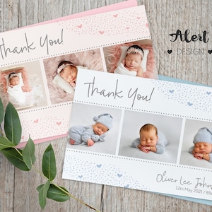 Personalised Photo Thank you Note, (B3) New Baby Announcement Girl Boy, Baby Photo Thank You Cards, Personalised Birthday Thank you card