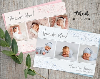 Personalised Photo Thank you Note, (B3) New Baby Announcement Girl Boy, Baby Photo Thank You Cards, Personalised Birthday Thank you card