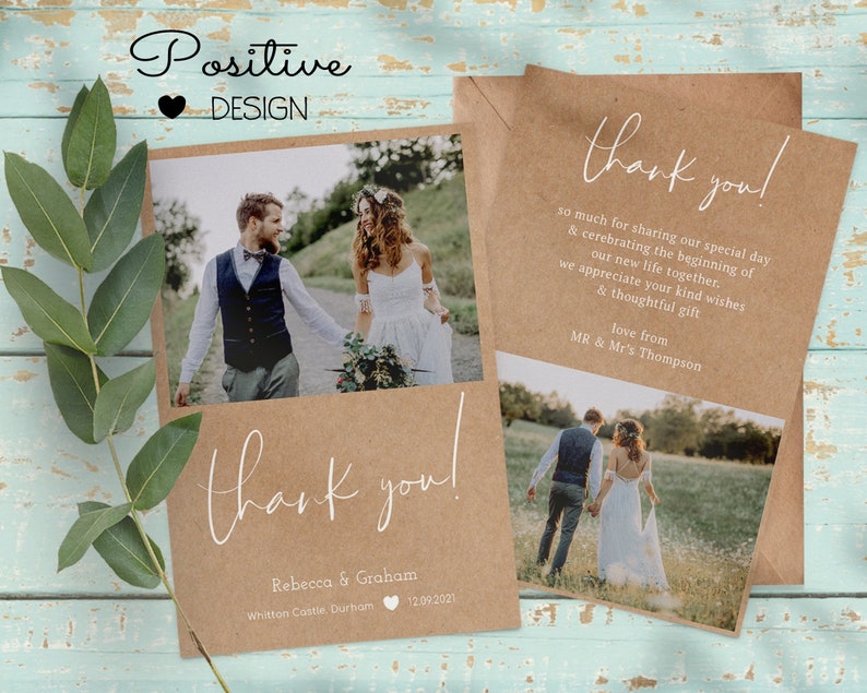 Personalised Photo Wedding Thank You Cards, A6 Double-sided (W3) - Etsy UK